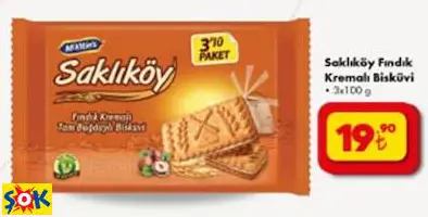 ÜLKER SAKLIKÖY FINDIK KREMALI BİSKÜVİ 3X100GR